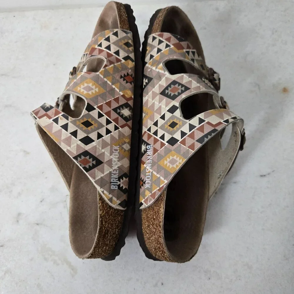 Birkenstock Florida Size 8 Fresh Vegan Ethno Mocha Birko-Flor Sandals - Picture 10 of 14